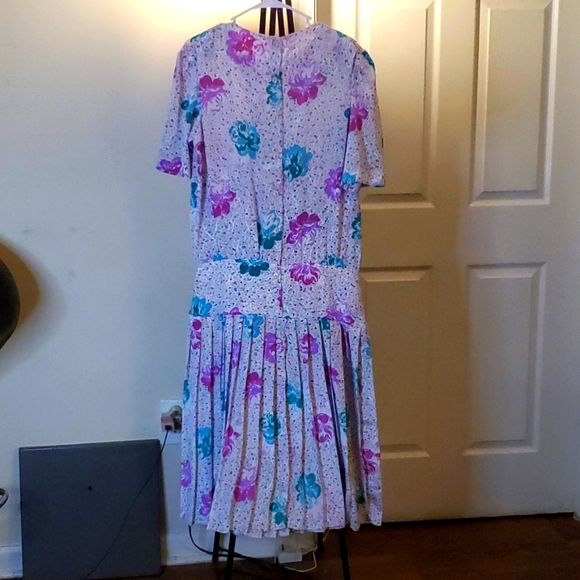 VINTAGE 1980'S LADY CAROL OF NEW YORK LOW WAIST PLEATED DRESS SIZE XX-LARGE - Picture 3 of 3
